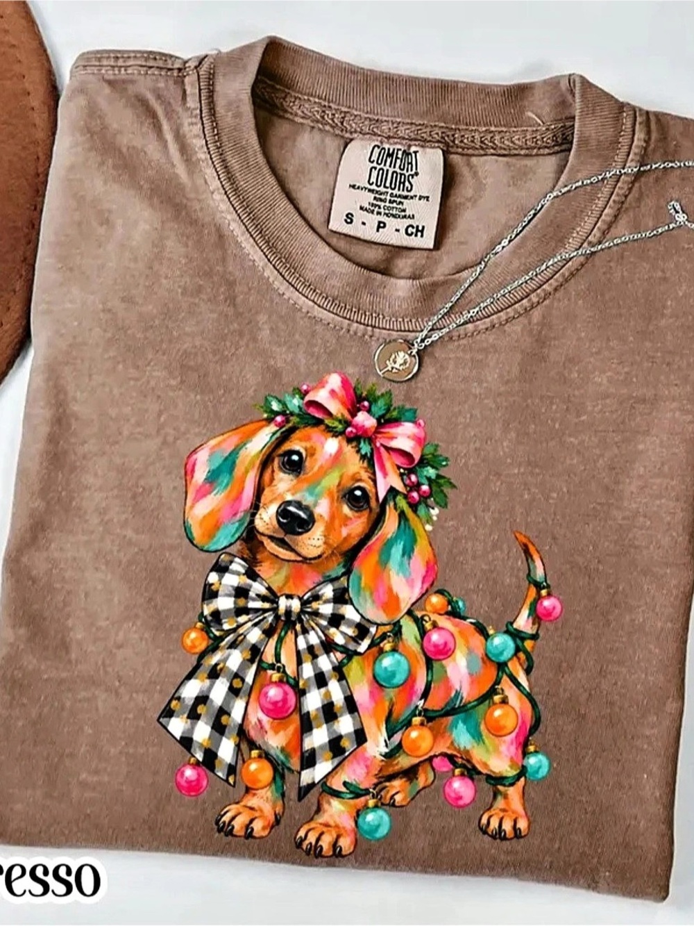Comfort Colors Garment-Dyed Heavyweight T-Shirt with Christmas Dachshund Graphic
